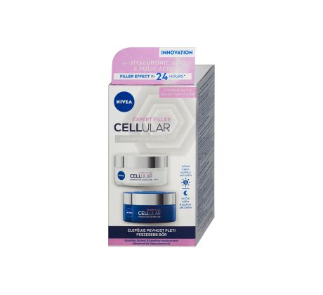 Nivea Cellular Expert Filler OF15 denný krém proti starnutiu 50 ml + nočný krém proti starnutiu 50 ml, duopack