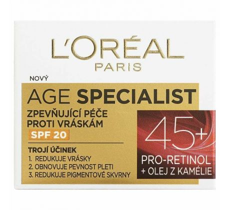 L´ORÉAL krém AGE SPECIALIST 45+ SPF 20 denný krém proti vráskam 50ml